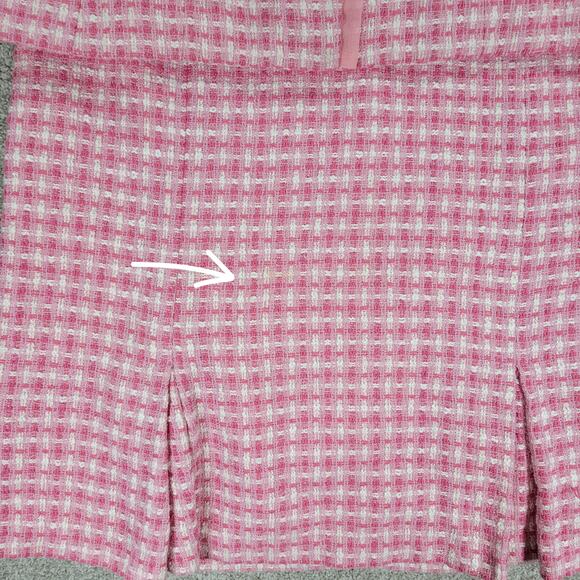 Vintage Requirements Tweed Skirt Suit Womens 12 Pink Check Office Career - Picture 6 of 16